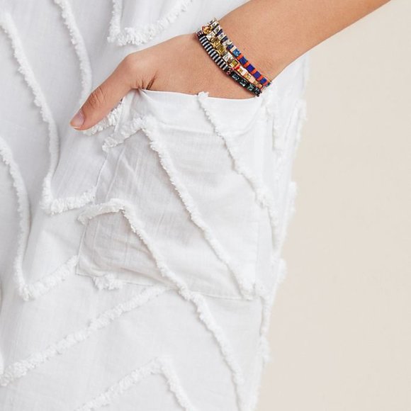 Marcelle Textured Shift White Dress, Petite Medium - Picture 5 of 6